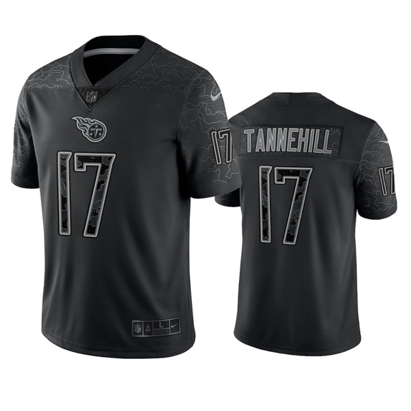 Men's Tennessee Titans #17 Ryan Tannehill Black Reflective Limited Stitched Football Jersey